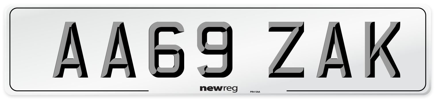 AA69 ZAK Number Plate from New Reg